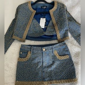 Sequence 3 piece jean skirt, jacket and bra